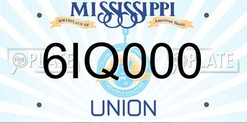 6IQ000 Mississippi License Plate