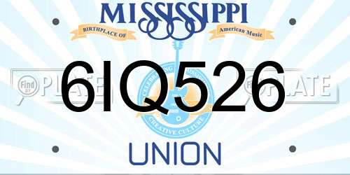 6IQ526 Mississippi License Plate
