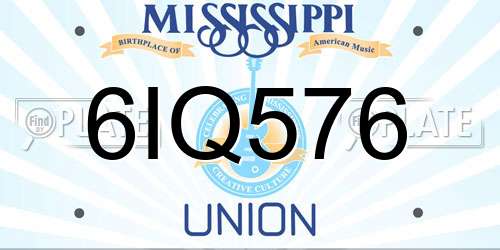 6IQ576 Mississippi License Plate