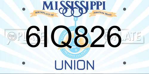 6IQ826 Mississippi License Plate