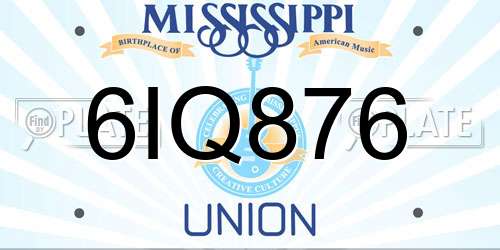 6IQ876 Mississippi License Plate