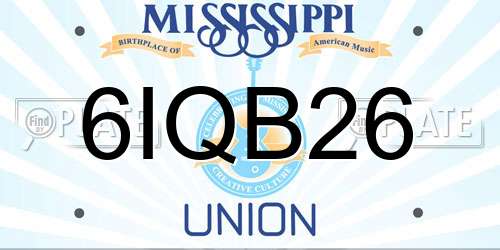 6IQB26 Mississippi License Plate