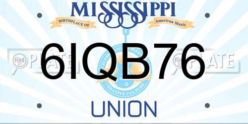 6IQB76 Mississippi License Plate