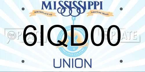 6IQD00 Mississippi License Plate