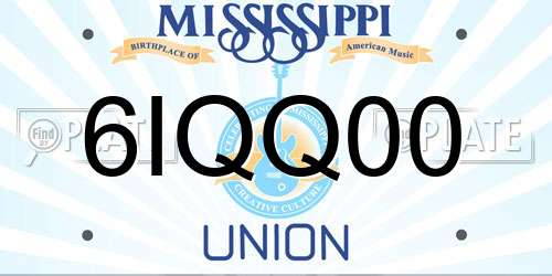 6IQQ00 Mississippi License Plate