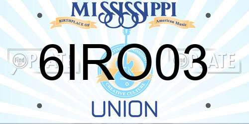 6IRO03 Mississippi License Plate