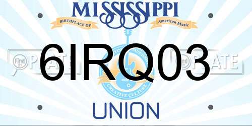 6IRQ03 Mississippi License Plate