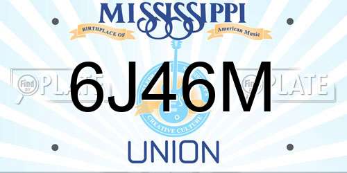 6J46M Mississippi License Plate