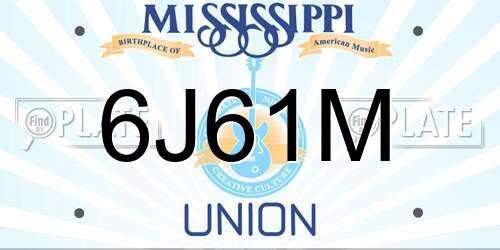 6J61M Mississippi License Plate