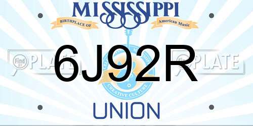6J92R Mississippi License Plate