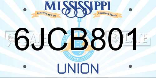 6JCB801 Mississippi License Plate