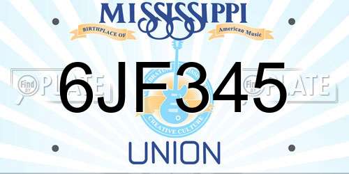 6JF345 Mississippi License Plate