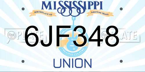 6JF348 Mississippi License Plate