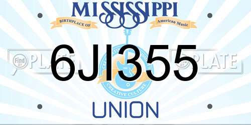 6JI355 Mississippi License Plate