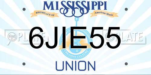 6JIE55 Mississippi License Plate