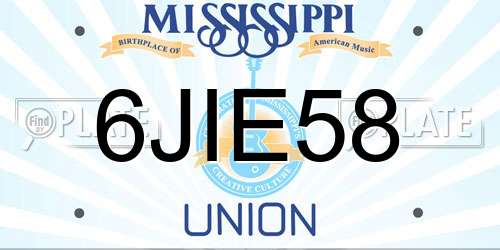 6JIE58 Mississippi License Plate