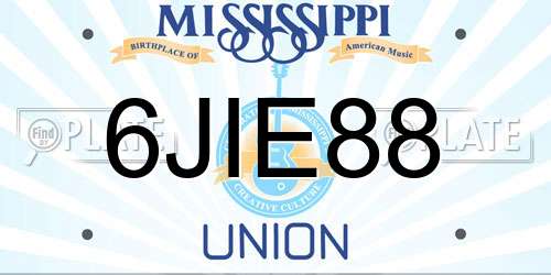 6JIE88 Mississippi License Plate