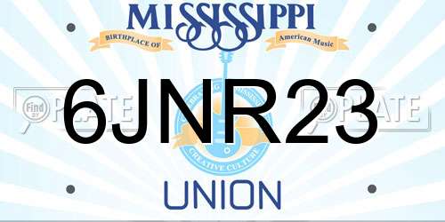 6JNR23 Mississippi License Plate
