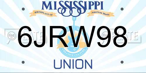 6JRW98 Mississippi License Plate