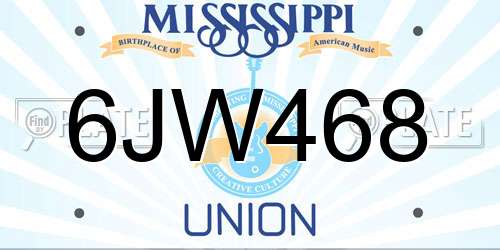 6JW468 Mississippi License Plate