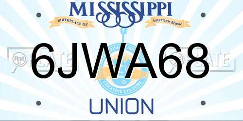 6JWA68 Mississippi License Plate