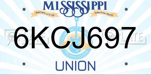 6KCJ697 Mississippi License Plate