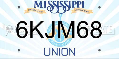 6KJM68 Mississippi License Plate