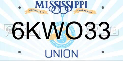 6KWO33 Mississippi License Plate