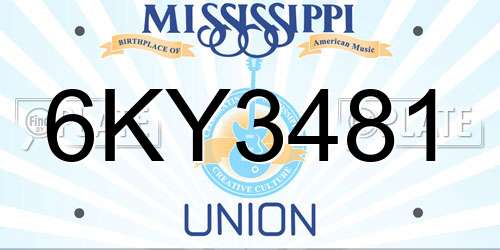 6KY3481 Mississippi License Plate