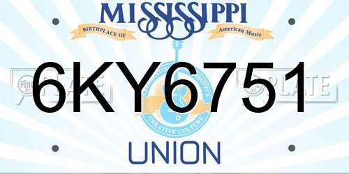 6KY6751 Mississippi License Plate