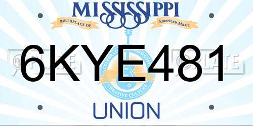 6KYE481 Mississippi License Plate