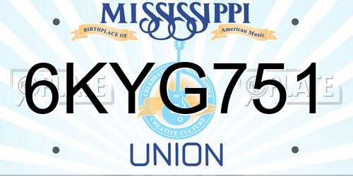 6KYG751 Mississippi License Plate