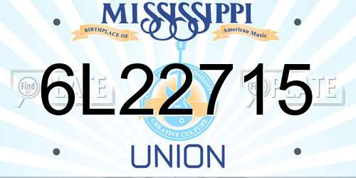 6L22715 Mississippi License Plate