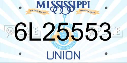 6L25553 Mississippi License Plate