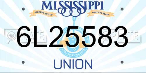 6L25583 Mississippi License Plate