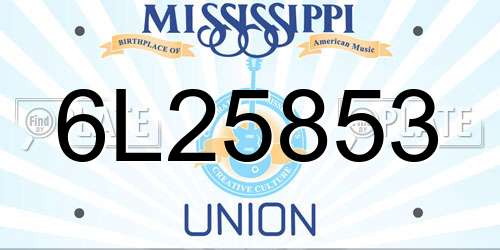 6L25853 Mississippi License Plate
