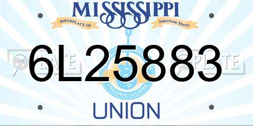 6L25883 Mississippi License Plate
