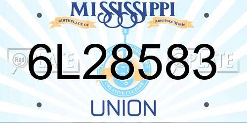 6L28583 Mississippi License Plate
