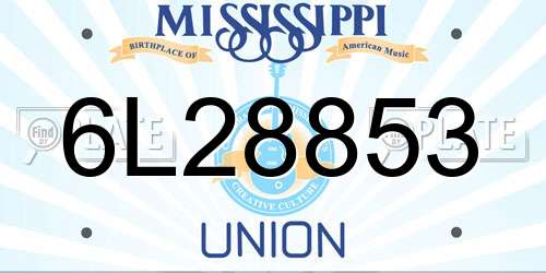 6L28853 Mississippi License Plate