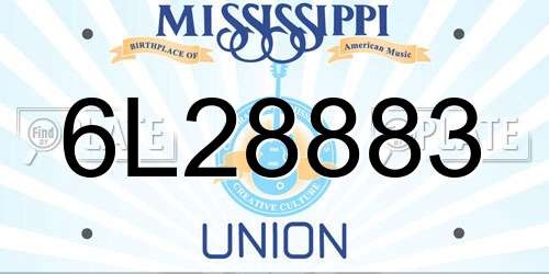 6L28883 Mississippi License Plate