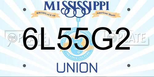 6L55G2 Mississippi License Plate