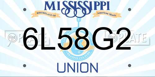 6L58G2 Mississippi License Plate