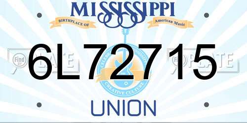 6L72715 Mississippi License Plate