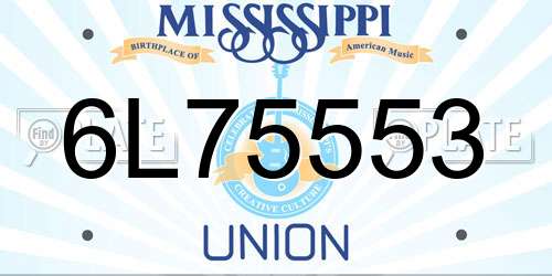6L75553 Mississippi License Plate
