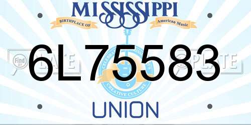 6L75583 Mississippi License Plate