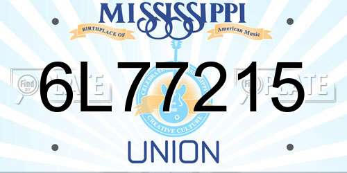 6L77215 Mississippi License Plate