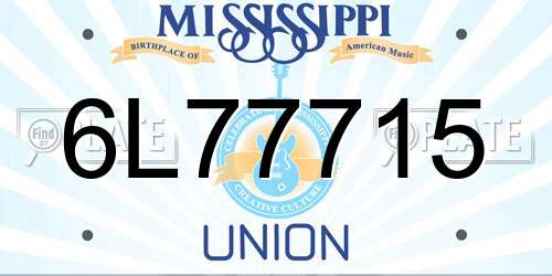 6L77715 Mississippi License Plate