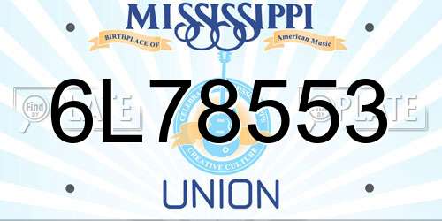 6L78553 Mississippi License Plate