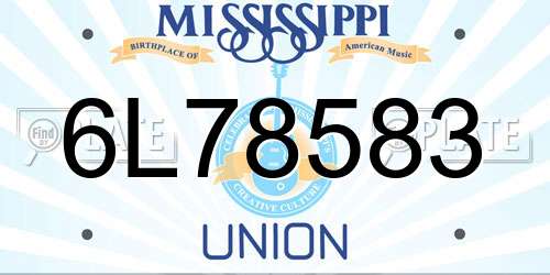 6L78583 Mississippi License Plate