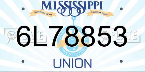 6L78853 Mississippi License Plate